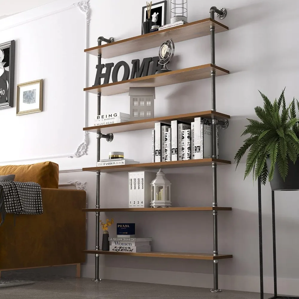 Industrial Pipe Bookshelves Rustic Wood Ladder Bookshelf, Industrial Pipe Shelf for Living Room Decor and Storage,Bookcase 
Industrial Pipe Bookshelves Rustic Wood Ladder Bookshelf, Industrial Pipe Shelf for Living Room Decor and Storage,Bookcase