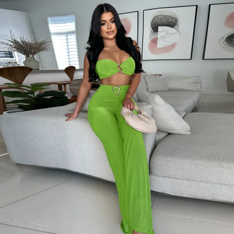 Fashion Women's Set Strapless Crop Top and Wide Leg Pants 2025 Summer Sexy Party Club Two 2 Piece Sets Outfits Tracksuit
Fashion Women's Set Strapless Crop Top and Wide Leg Pants 2025 Summer Sexy Party Club Two 2 Piece Sets Outfits Tracksuit