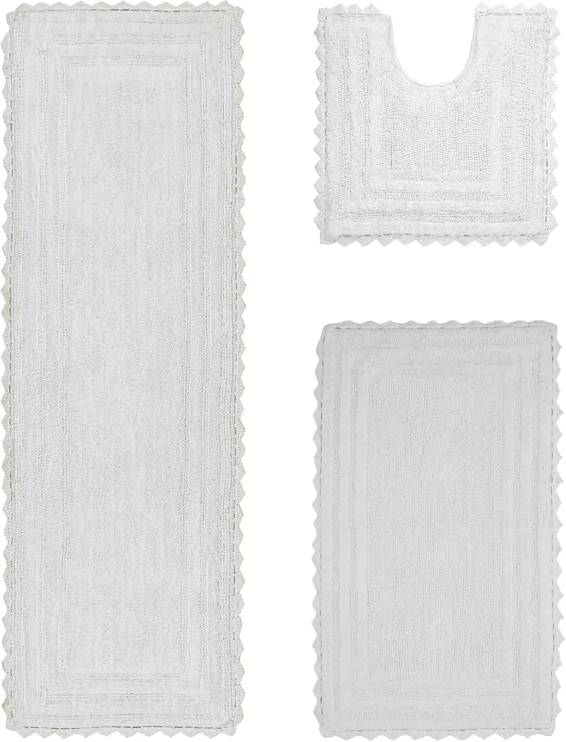 3 Piece Crochet Bath Mat Set 100% Cotton Soft U-Shape Toilet Rug Reversible Absorbent Washable for Bathroom Floor Decor
3 Piece Crochet Bath Mat Set 100% Cotton Soft U-Shape Toilet Rug Reversible Absorbent Washable for Bathroom Floor Decor