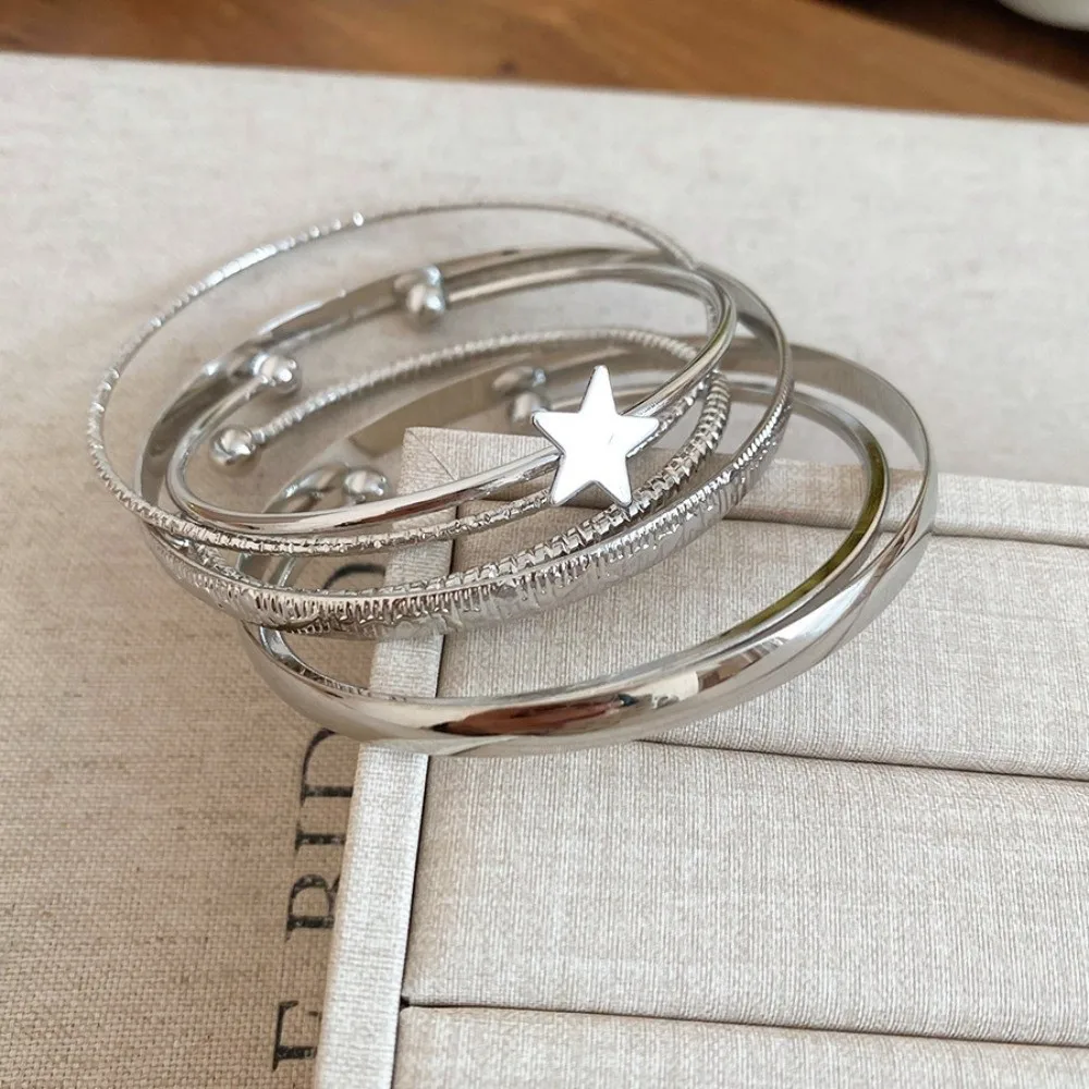 6Pcs/7Pcs Gold Silver Wide Open Bangle Set Europe American Style Metal Star Pentagram Cuff Bangles Kit Minority Design Alloy
6Pcs/7Pcs Gold Silver Wide Open Bangle Set Europe American Style Metal Star Pentagram Cuff Bangles Kit Minority Design Alloy