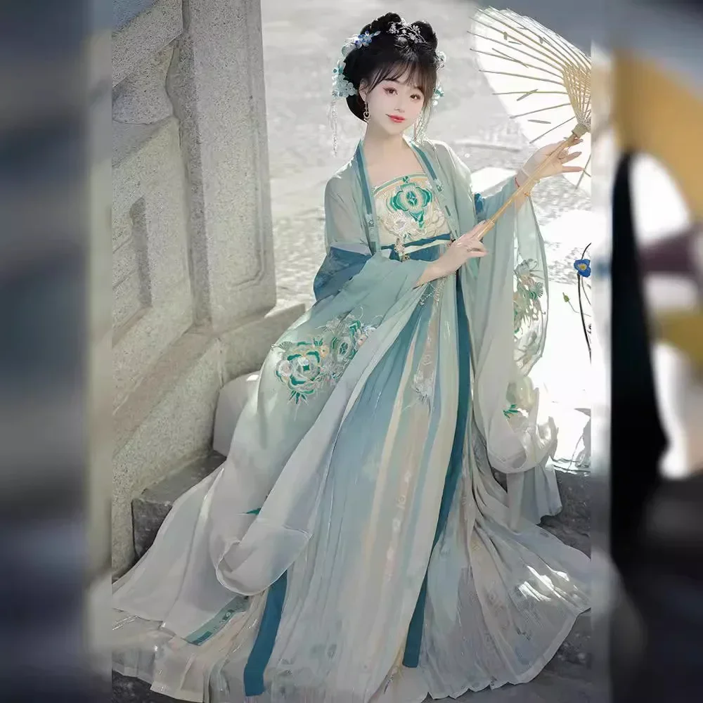 New heavy industry embroidered big-sleeved shirt, Tang-made balsam skirt, Hanfu women
New heavy industry embroidered big-sleeved shirt, Tang-made balsam skirt, Hanfu women