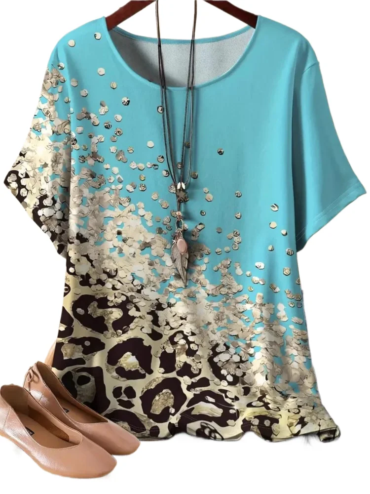 Spring Summer New Women's Clothing Elegant Casual Round Neck Fashionable Printed Short Sleeved Top T-shirt 
Spring Summer New Women's Clothing Elegant Casual Round Neck Fashionable Printed Short Sleeved Top T-shirt
