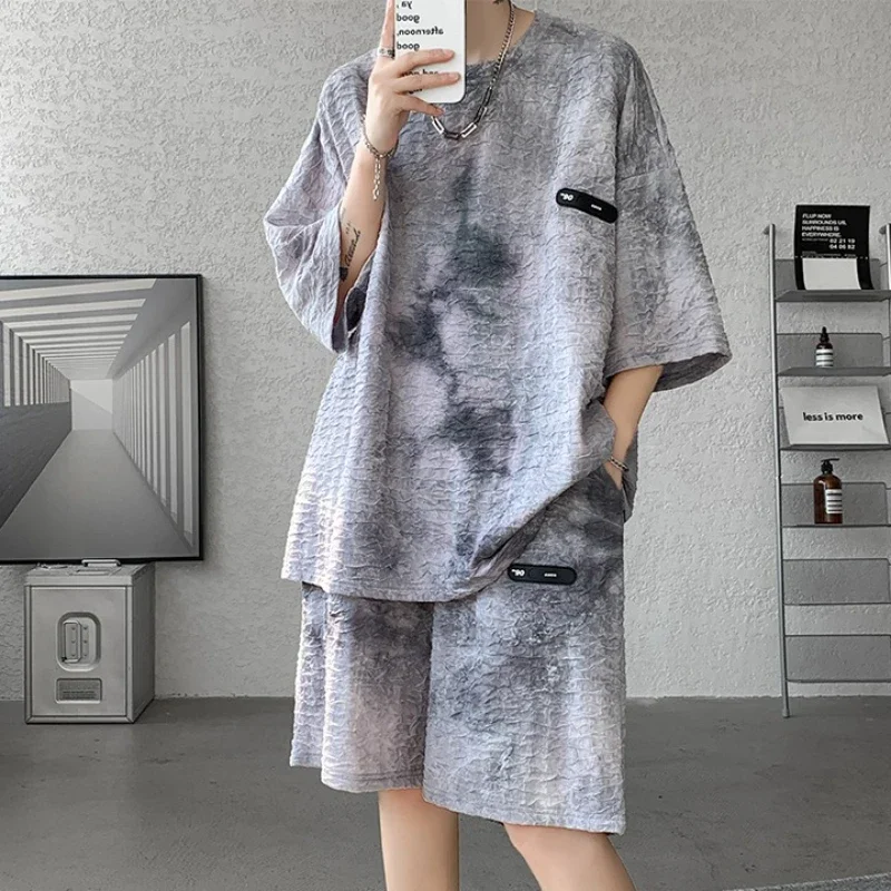 Tie Dye Male T Shirt Short Sets Oversized Outfits Luxury Loose Baggy New in Matching Quarter Sleeve Two-piece Men's Shorts Set
Tie Dye Male T Shirt Short Sets Oversized Outfits Luxury Loose Baggy New in Matching Quarter Sleeve Two-piece Men's Shorts Set