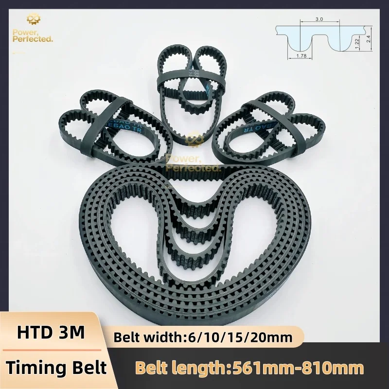 HTD3M Belt Length 561mm to 810mm HTD 3M Timing Belt Drive Belt Width 6mm 10mm 15mm 20mm 3M Rubber Belt Closed Loop Belt 3M Belt
HTD3M Belt Length 561mm to 810mm HTD 3M Timing Belt Drive Belt Width 6mm 10mm 15mm 20mm 3M Rubber Belt Closed Loop Belt 3M Belt