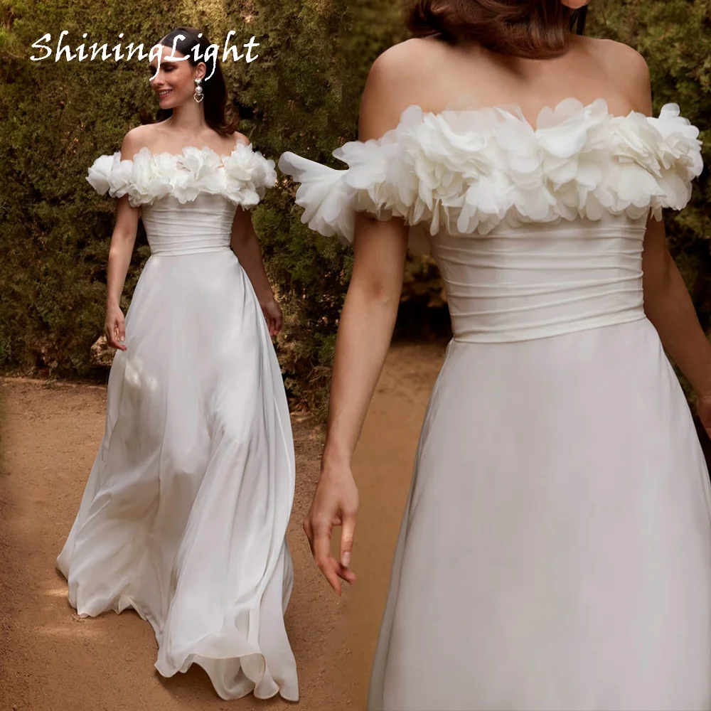 ShiningLight Bohemian Beach Wedding Dress Off-Shoulder Sleeves Simple A-Line Chiffom Bridal Gowns vestido elegante Customized
ShiningLight Bohemian Beach Wedding Dress Off-Shoulder Sleeves Simple A-Line Chiffom Bridal Gowns vestido elegante Customized