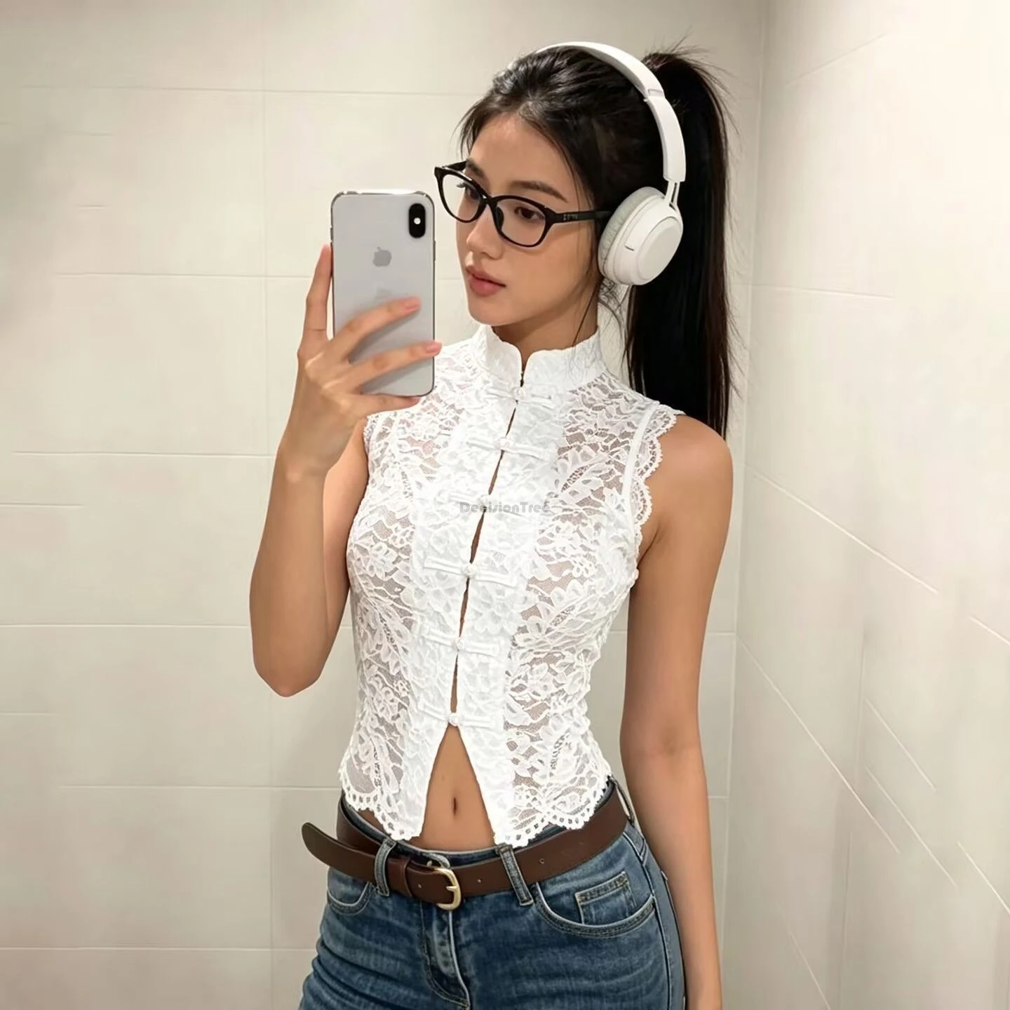 New Chinese-style national Summer lace buckle sleeveless shirt white slim-fit hot girl vest daily streetwear tang suit top
New Chinese-style national Summer lace buckle sleeveless shirt white slim-fit hot girl vest daily streetwear tang suit top
