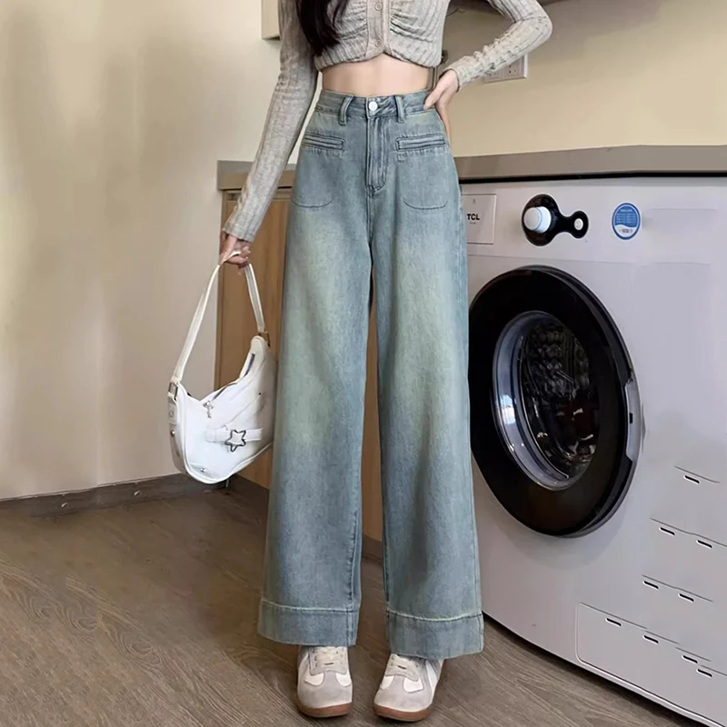 Vintage High Waist Straight Jeans Women 2025 Autumn Pockets Wide Leg Pants Woman Korean Streetwear Slimming Denim Trousers Mujer
Vintage High Waist Straight Jeans Women 2025 Autumn Pockets Wide Leg Pants Woman Korean Streetwear Slimming Denim Trousers Mujer