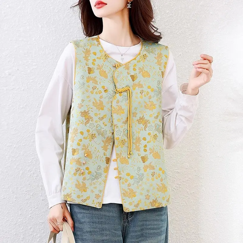 Spring And Summer Chinese Style Round Neck Embroidered Top Retro Button Sleeveless Vest Women's Tang Jacket G1032
Spring And Summer Chinese Style Round Neck Embroidered Top Retro Button Sleeveless Vest Women's Tang Jacket G1032 