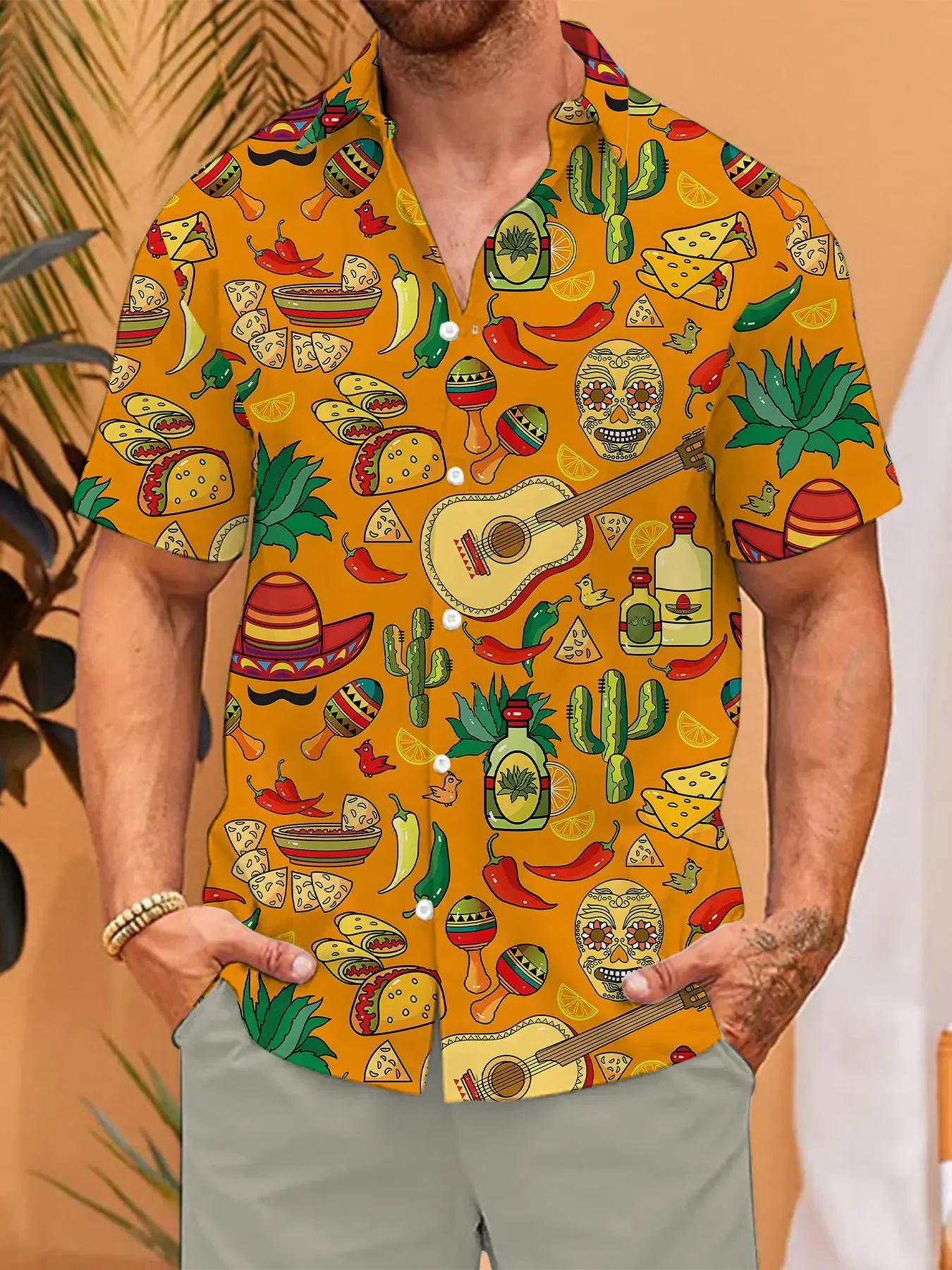 Men Mexican Fiesta Print Hawaiian Shirts Cactus Taco Tequila Guitar Pattern Short Sleeve Button Down Casual Summer Beach Shirts
Men Mexican Fiesta Print Hawaiian Shirts Cactus Taco Tequila Guitar Pattern Short Sleeve Button Down Casual Summer Beach Shirts