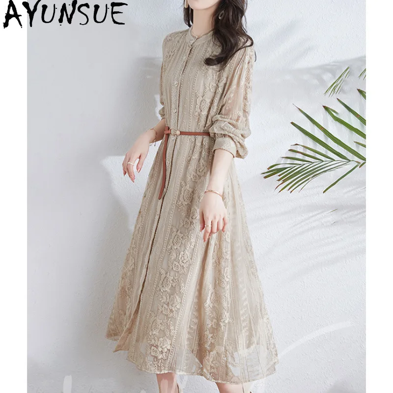 AYUNSUE Natural Mulberry Silk Dresses for Women New Chinese Style Embroidered Dress Elegant Woman Clothing Spring Summer Vestido
AYUNSUE Natural Mulberry Silk Dresses for Women New Chinese Style Embroidered Dress Elegant Woman Clothing Spring Summer Vestido