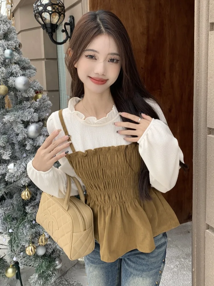 Korean Style Long Sleeve Ruffle Hem Shirt Women's Fashion Design Slimming Versatile Bubble Sleeve Top for Autumn
Korean Style Long Sleeve Ruffle Hem Shirt Women's Fashion Design Slimming Versatile Bubble Sleeve Top for Autumn