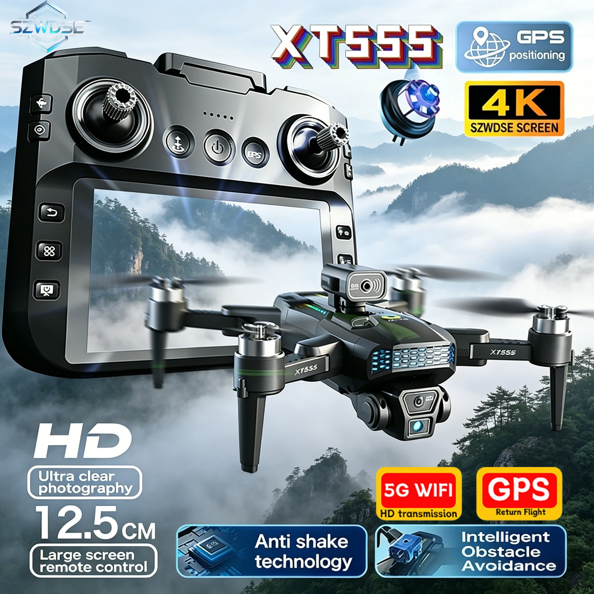 Popular XT555 Foldable GPS RC Drone Professional 4K Dual Lens Camera 5G WIFI Brushless Motor Outdoor Travel Shooting Quadcopter
Popular XT555 Foldable GPS RC Drone Professional 4K Dual Lens Camera 5G WIFI Brushless Motor Outdoor Travel Shooting Quadcopter
