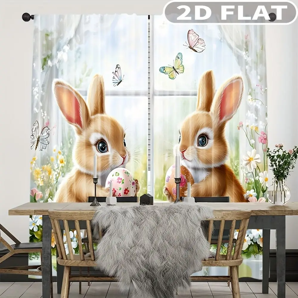 2pcs Curtains Bunny Eggs Butterflies Flowers Spring for Balcony, Bedroom, Study, Living Room, for Spring Summer Machine Washable
2pcs Curtains Bunny Eggs Butterflies Flowers Spring for Balcony, Bedroom, Study, Living Room, for Spring Summer Machine Washable