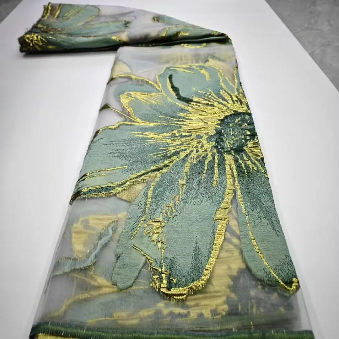 African Jacquard Brocade Luxury Fabric High Quality Floral Organza Tulle Mesh Gilding Lace French Net Brocard Tissu 5Yard Sewing
African Jacquard Brocade Luxury Fabric High Quality Floral Organza Tulle Mesh Gilding Lace French Net Brocard Tissu 5Yard Sewing