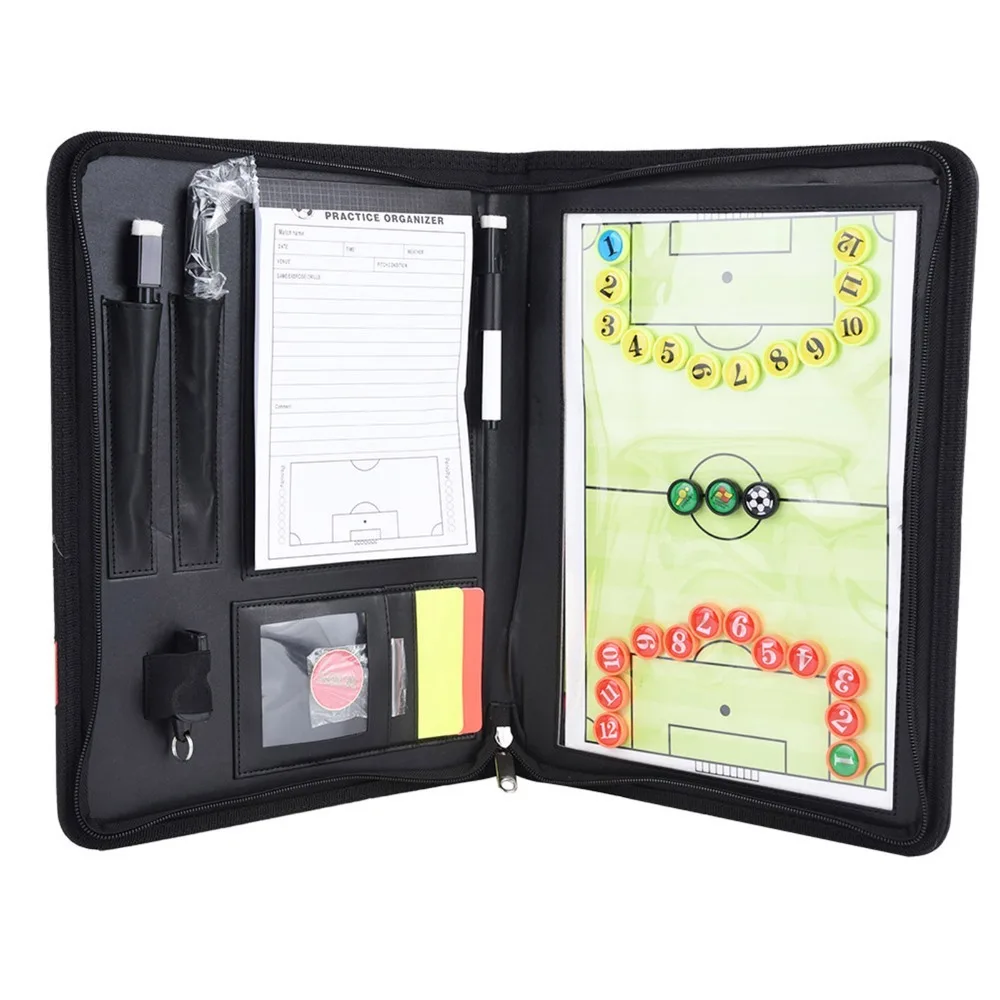PU Leather Coaching Clipboard Foldable Zipper Closure Football Planner Set Multi-Accessories Numbered Markers
PU Leather Coaching Clipboard Foldable Zipper Closure Football Planner Set Multi-Accessories Numbered Markers