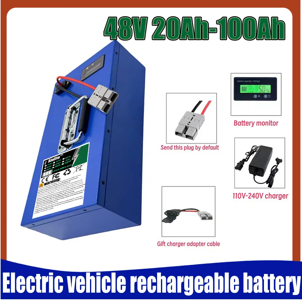 Air freight 48V 20-100AH portable 18650 lithium battery waterproof iron box 40AH BMS application 500W-3000W
Air freight 48V 20-100AH portable 18650 lithium battery waterproof iron box 40AH BMS application 500W-3000W