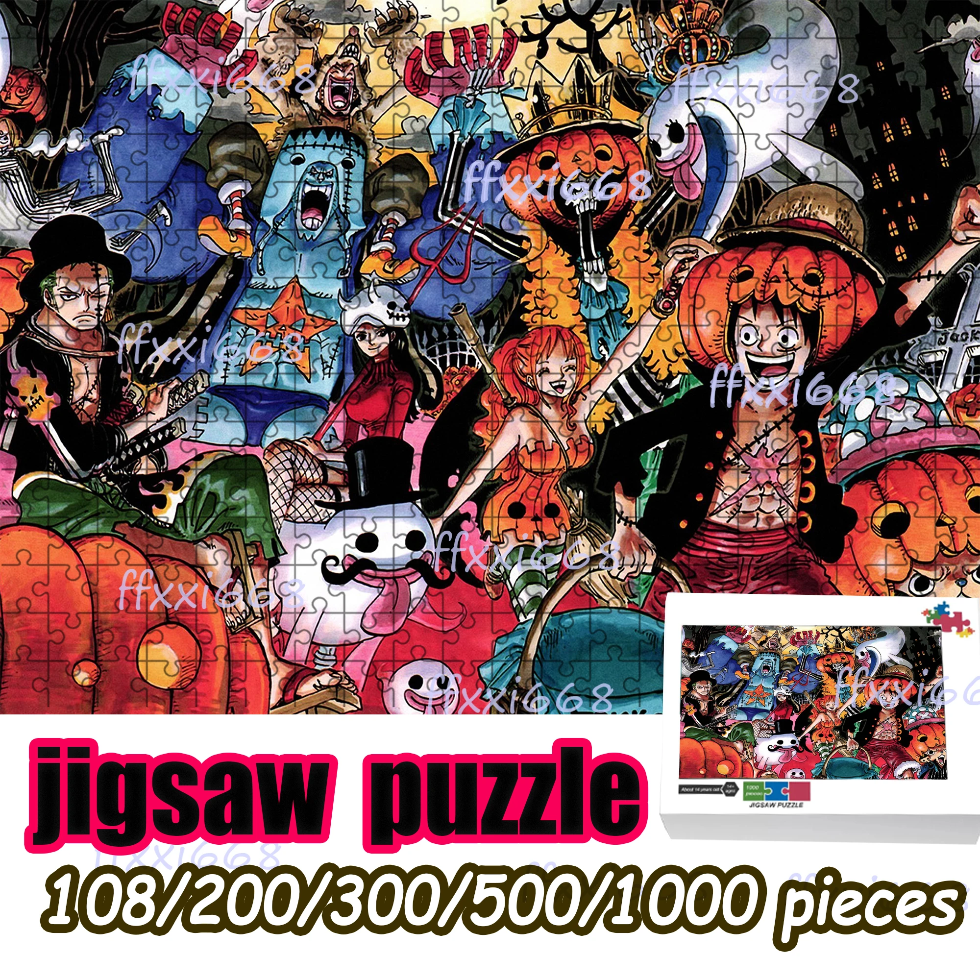One Piece Halloween Luffy Straw Hat 108/200/300/500/1000 pieces wooden floor puzzle game, party portable high-quality gift, fun
One Piece Halloween Luffy Straw Hat 108/200/300/500/1000 pieces wooden floor puzzle game, party portable high-quality gift, fun