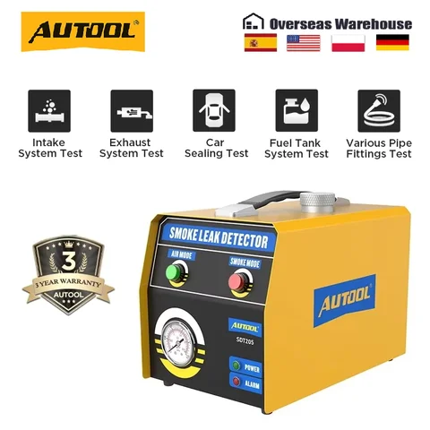 AUTOOL SDT205 Car Smoke Leak Detector Automotive Car Trucks SUVs EVAP System Detect Pipe Leakage Locator Diagnostic Analyzer CE