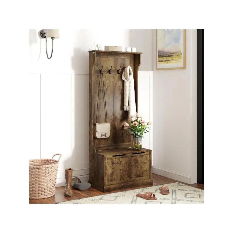 Hall Tree Storage Organizer with Hooks and Bench for Entryway - Modern Design, Durable Wood and Metal Construction,
Hall Tree Storage Organizer with Hooks and Bench for Entryway - Modern Design, Durable Wood and Metal Construction,