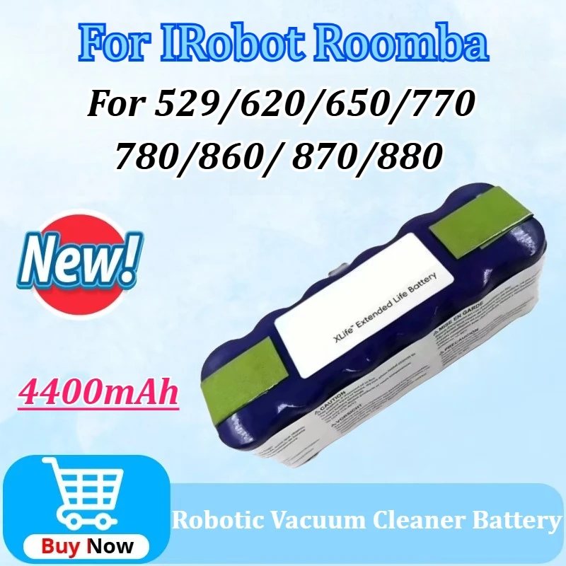 New 4400mAh Replacement Robotic Vacuum Cleaner Battery for IRobot Roomba 529/620/650/770/780/860/ 870/880 High-Capacity
New 4400mAh Replacement Robotic Vacuum Cleaner Battery for IRobot Roomba 529/620/650/770/780/860/ 870/880 High-Capacity