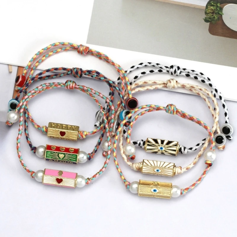 Stylish Enamel Luck Eye Bracelet Featuring Luck Eye Heart Letter Charm and Adjustable Braided Rope for Various Occasion Y08E
Stylish Enamel Luck Eye Bracelet Featuring Luck Eye Heart Letter Charm and Adjustable Braided Rope for Various Occasion Y08E