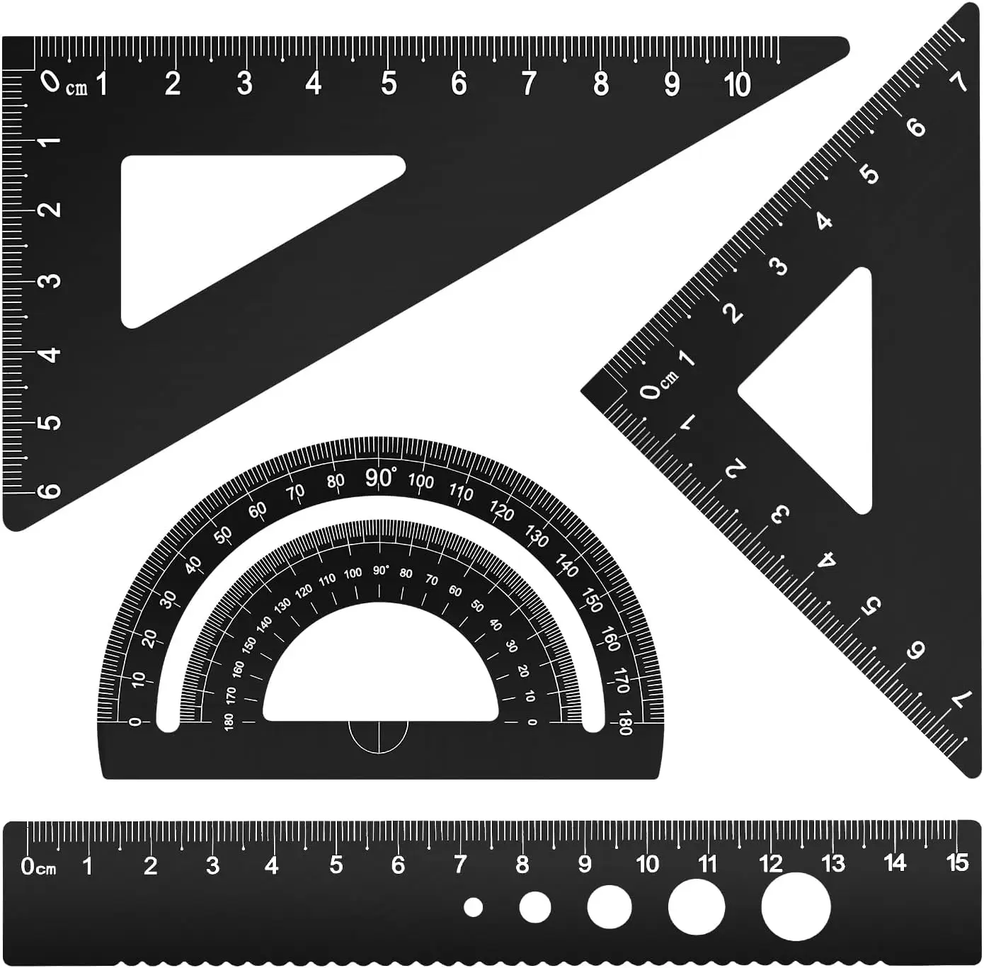 4 Pieces Aluminum Alloy Ruler Set, Metal Drafting Triangular Ruler, Protractor for Students Engineers Office School Supplies
4 Pieces Aluminum Alloy Ruler Set, Metal Drafting Triangular Ruler, Protractor for Students Engineers Office School Supplies