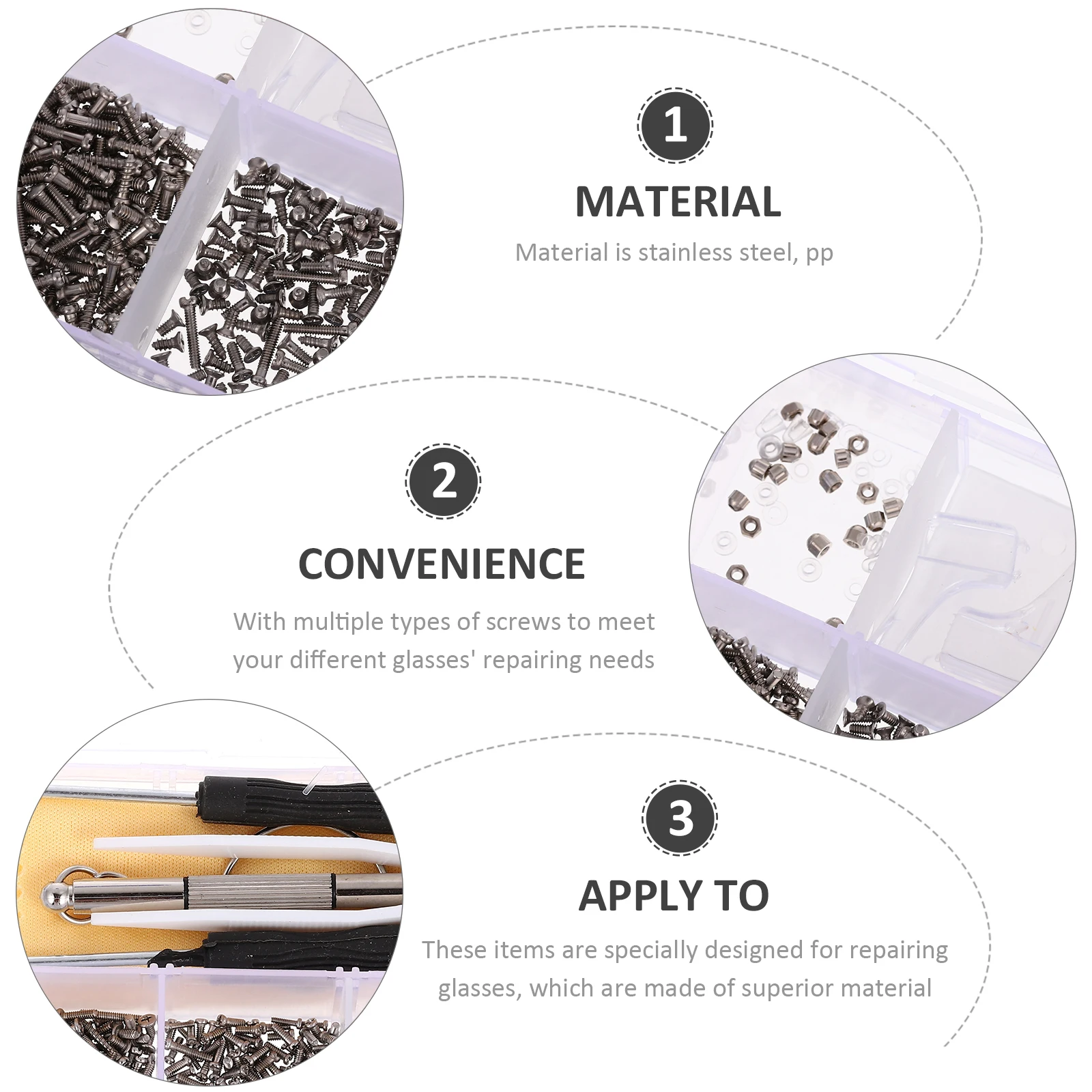 Glasses Repair Kit Silver Stainless Steel Eyeglass Screws Cap Portable Durable Tools Fixing Glasses Accessories Screwdriver
Glasses Repair Kit Silver Stainless Steel Eyeglass Screws Cap Portable Durable Tools Fixing Glasses Accessories Screwdriver