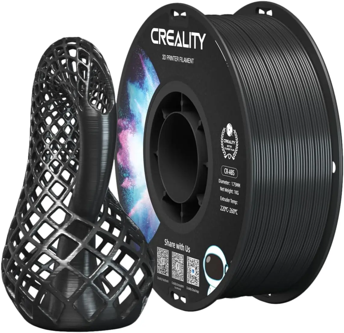ABS Filament 1.75mm, Tough & Impact Resistant, Odorless, 1kg Spool, Black
ABS Filament 1.75mm, Tough & Impact Resistant, Odorless, 1kg Spool, Black