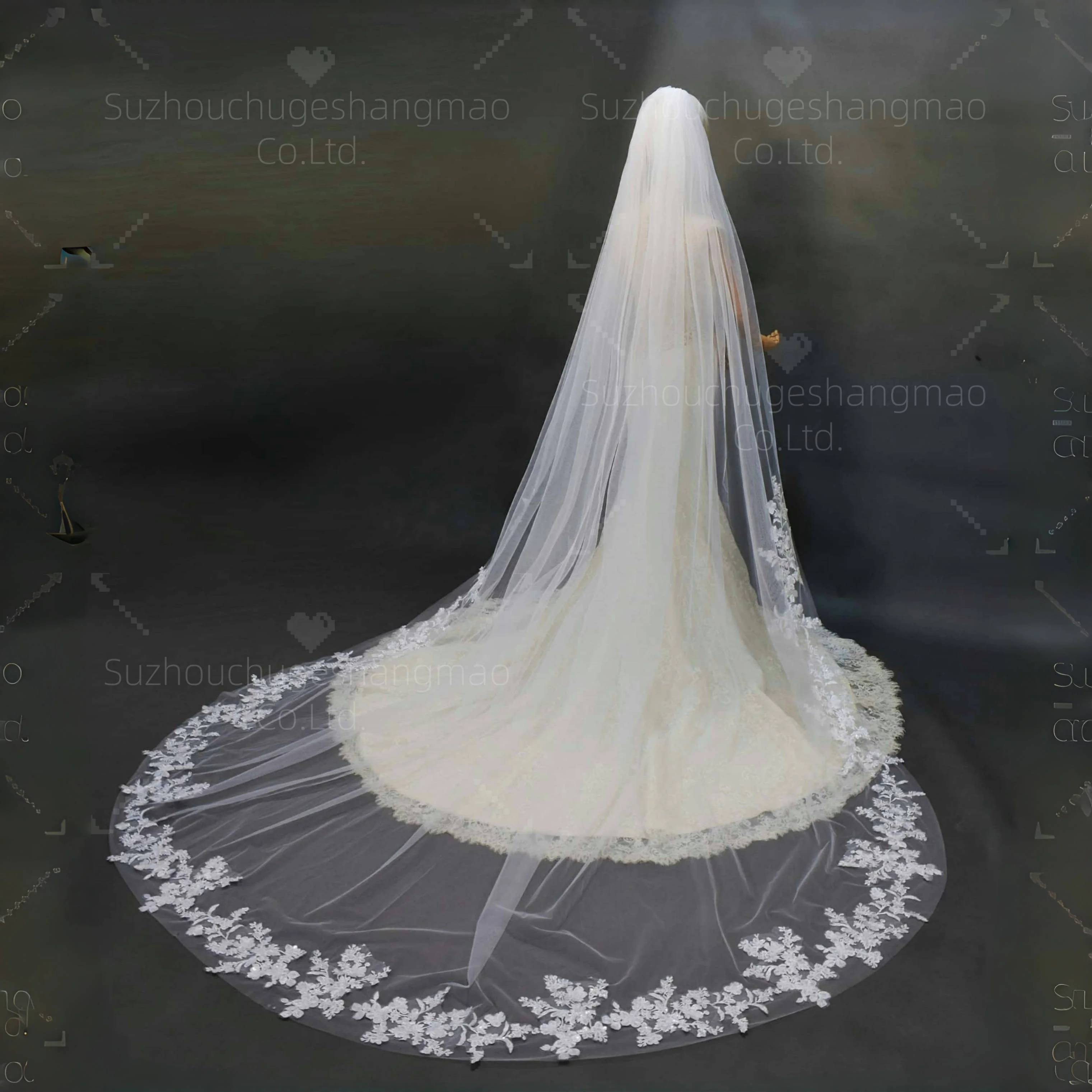 Wedding Veil Long Bridal Veils WHITE /Ivory Lace Edge Appliques Soft Net Cathedral Veil One-Layer
Wedding Veil Long Bridal Veils WHITE /Ivory Lace Edge Appliques Soft Net Cathedral Veil One-Layer