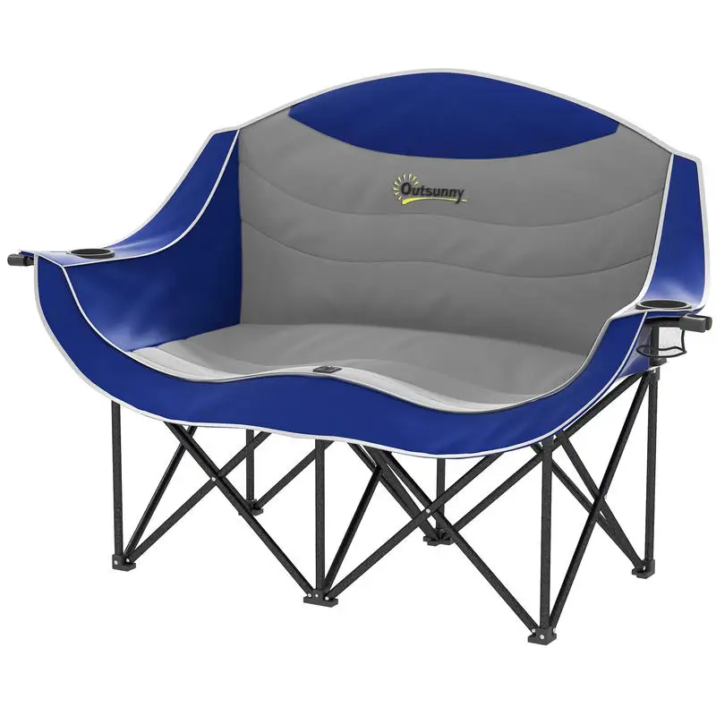 Outsunny Padded Folding Camp Chair for Adults, Double Camping Chair with Armrests, Cup Holders, Carry Bag for Outdoor, Blue
Outsunny Padded Folding Camp Chair for Adults, Double Camping Chair with Armrests, Cup Holders, Carry Bag for Outdoor, Blue
