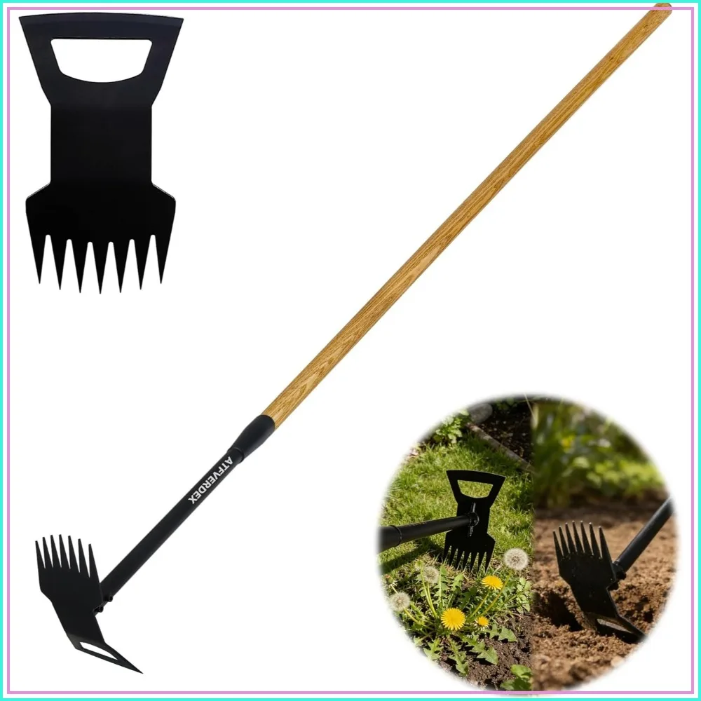 60" Wooden Handle 2-in-1 Uprooting Tool, 7-Tine Garden Hoe for Weeding, Weed Remover for Yard, Sidewalks, Driveways, and Fences
60" Wooden Handle 2-in-1 Uprooting Tool, 7-Tine Garden Hoe for Weeding, Weed Remover for Yard, Sidewalks, Driveways, and Fences