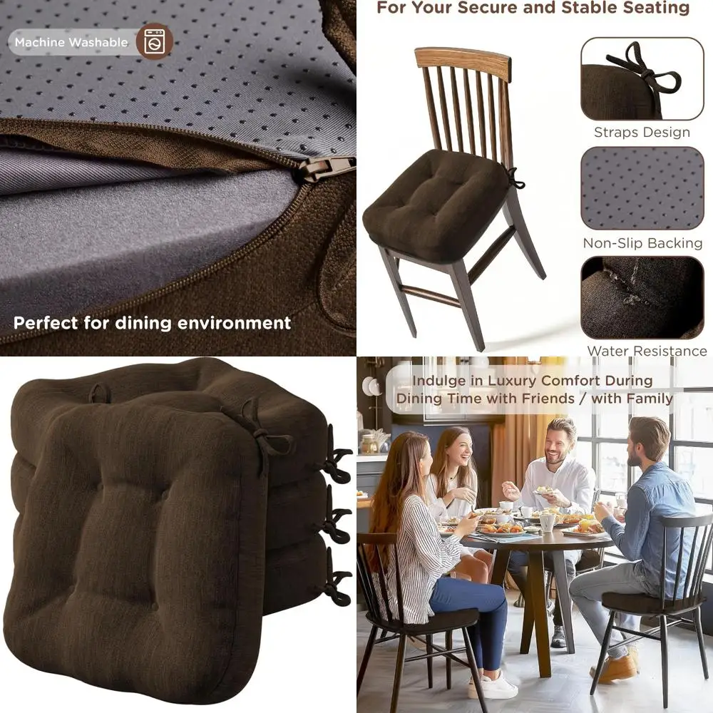 Набор из 4-х толстых моющихся нескользящих подушек для обеденных стульев для кухни, 16,5x16,5x3,5, коричневый
Набор из 4-х толстых моющихся нескользящих подушек для обеденных стульев для кухни, 16,5x16,5x3,5, коричневый