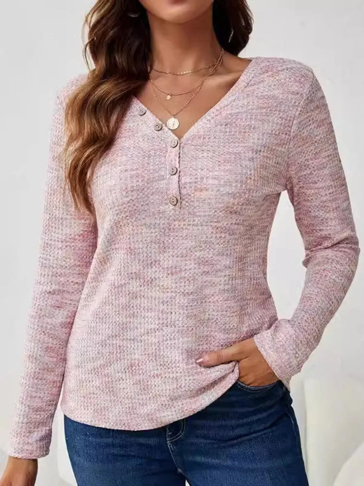 Autumn Winter New Women Tshirts Soft Button V Neck Long Sleeve Female Casual Streetwear Work Wear Tops Tees
Autumn Winter New Women Tshirts Soft Button V Neck Long Sleeve Female Casual Streetwear Work Wear Tops Tees