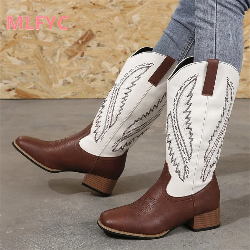 Women's Thick Sole Thick Heel Long Boots ladies Soft Sole Lightweight Comfortable Mid length Boots Retro Ethnic Style Boots
Women's Thick Sole Thick Heel Long Boots ladies Soft Sole Lightweight Comfortable Mid length Boots Retro Ethnic Style Boots