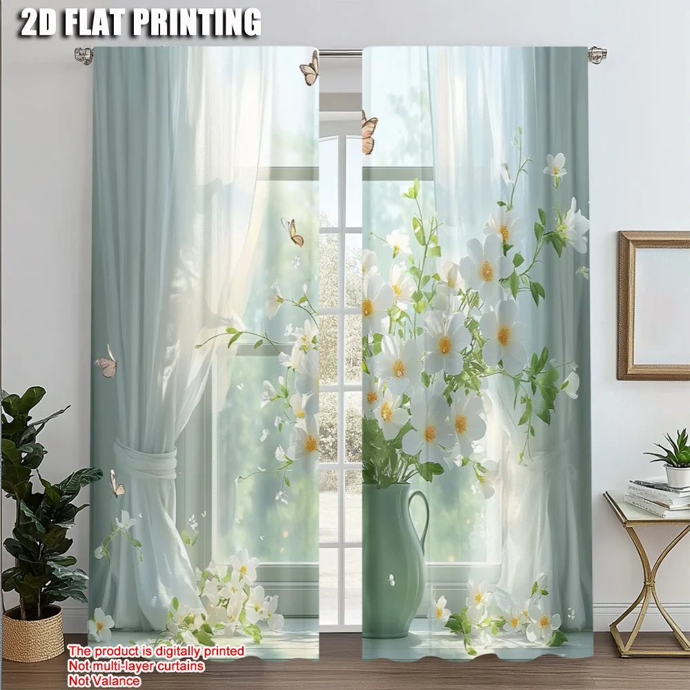 2pcs, Curtain Fabric 2D print Elegant White Lilies & Yellow Butterflies Durable 100% Polyester Fabric (without rod) Decorations
2pcs, Curtain Fabric 2D print Elegant White Lilies & Yellow Butterflies Durable 100% Polyester Fabric (without rod) Decorations