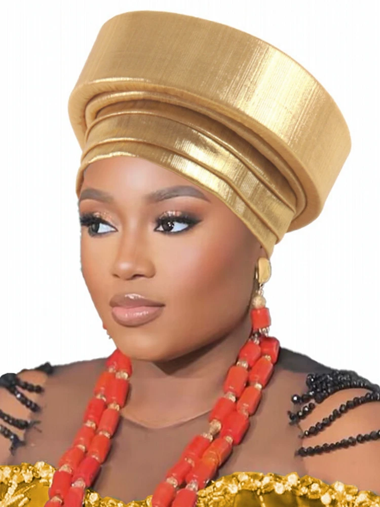 Bronzing African Headtie Braid Turban Caps for Women Nigeria Wedding Geles Party Headgear Headpiece Auto Gele Female Head Wraps
Bronzing African Headtie Braid Turban Caps for Women Nigeria Wedding Geles Party Headgear Headpiece Auto Gele Female Head Wraps