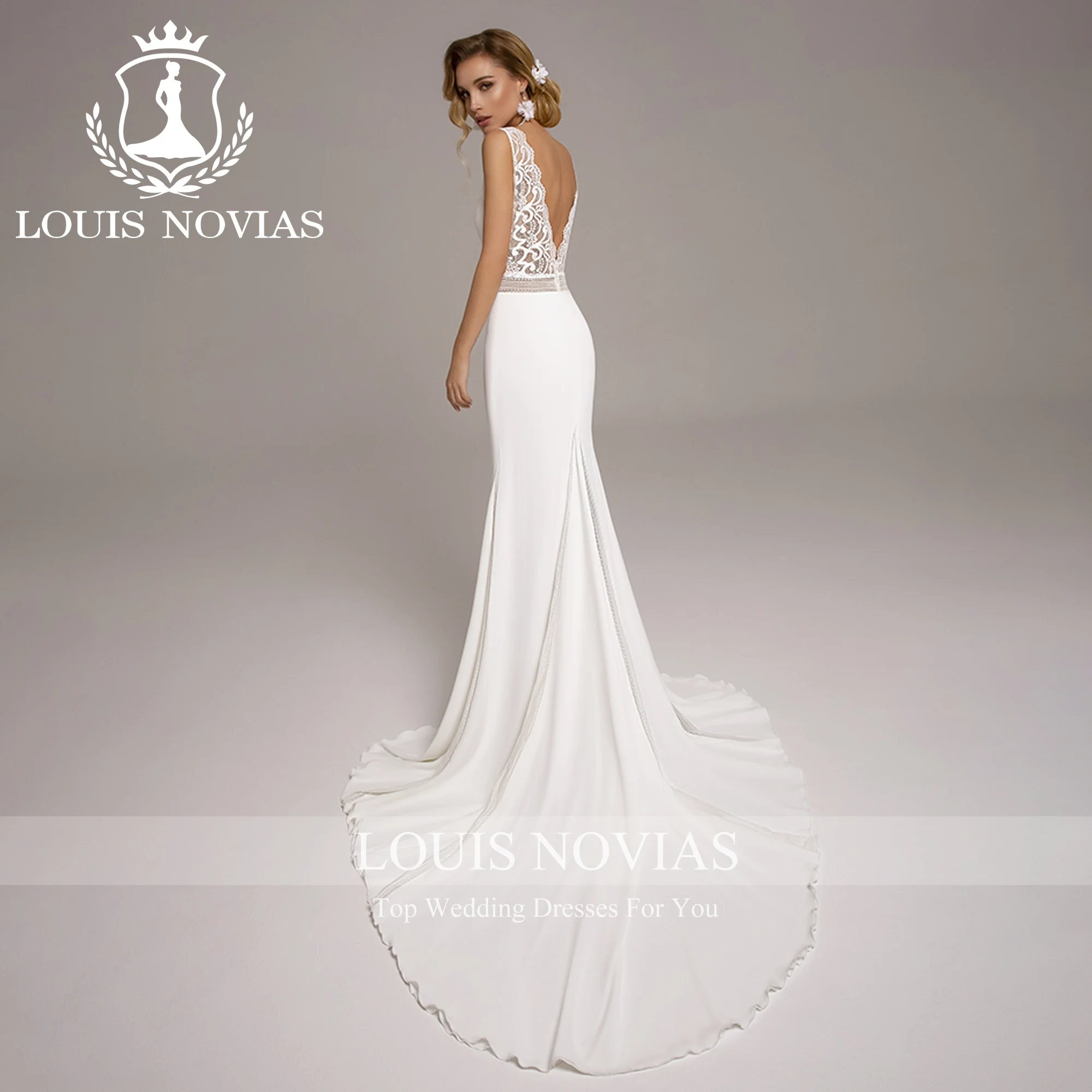 LOUIS NOVIAS Свадебные платья русалки для женщин, простое кружевное атласное свадебное платье с v-образным вырезом и аппликацией на спине, Vestidos De Novia
LOUIS NOVIAS Свадебные платья русалки для женщин, простое кружевное атласное свадебное платье с v-образным вырезом и аппликацией на спине, Vestidos De Novia
