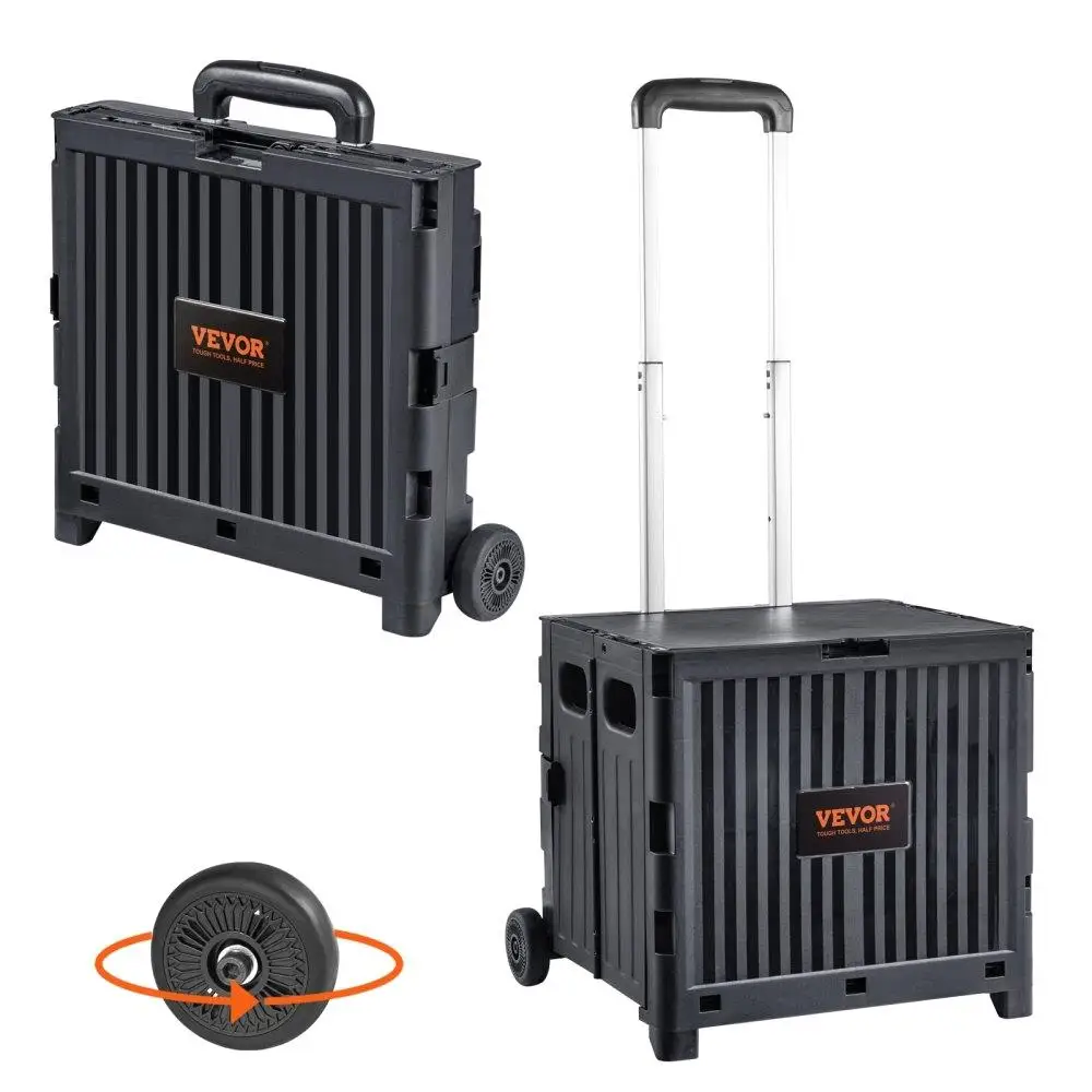 Foldable Utility Cart 80lbs Capacity Durable Portable Telescoping Handle 2 Wheels for travel Shopping Moving Office Black
Foldable Utility Cart 80lbs Capacity Durable Portable Telescoping Handle 2 Wheels for travel Shopping Moving Office Black