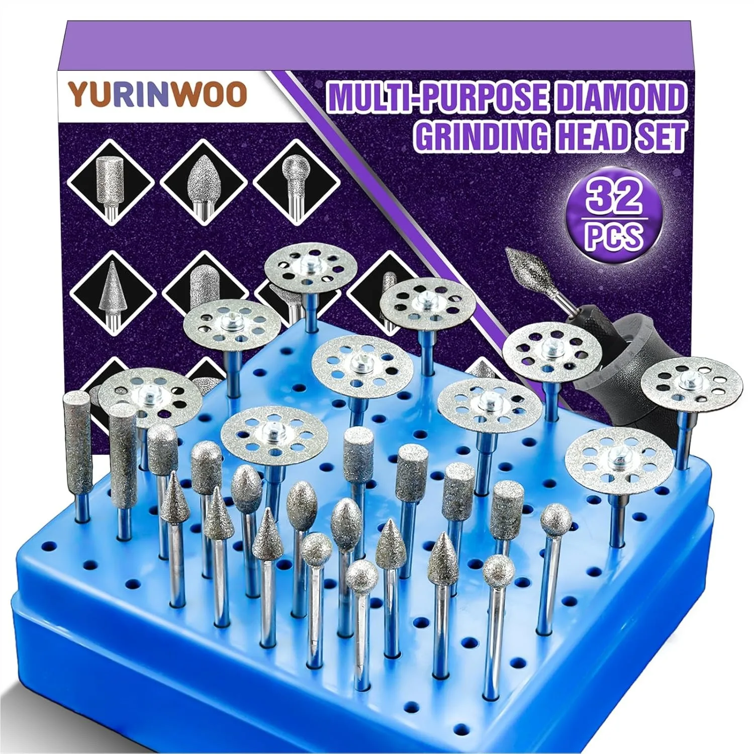 120Grit Diamond Grinding Bit Set with Cutting Wheel for Rotary Tool, 1/8" Shank for Stone Glass Metal Wood Engraving Carving
120Grit Diamond Grinding Bit Set with Cutting Wheel for Rotary Tool, 1/8" Shank for Stone Glass Metal Wood Engraving Carving
