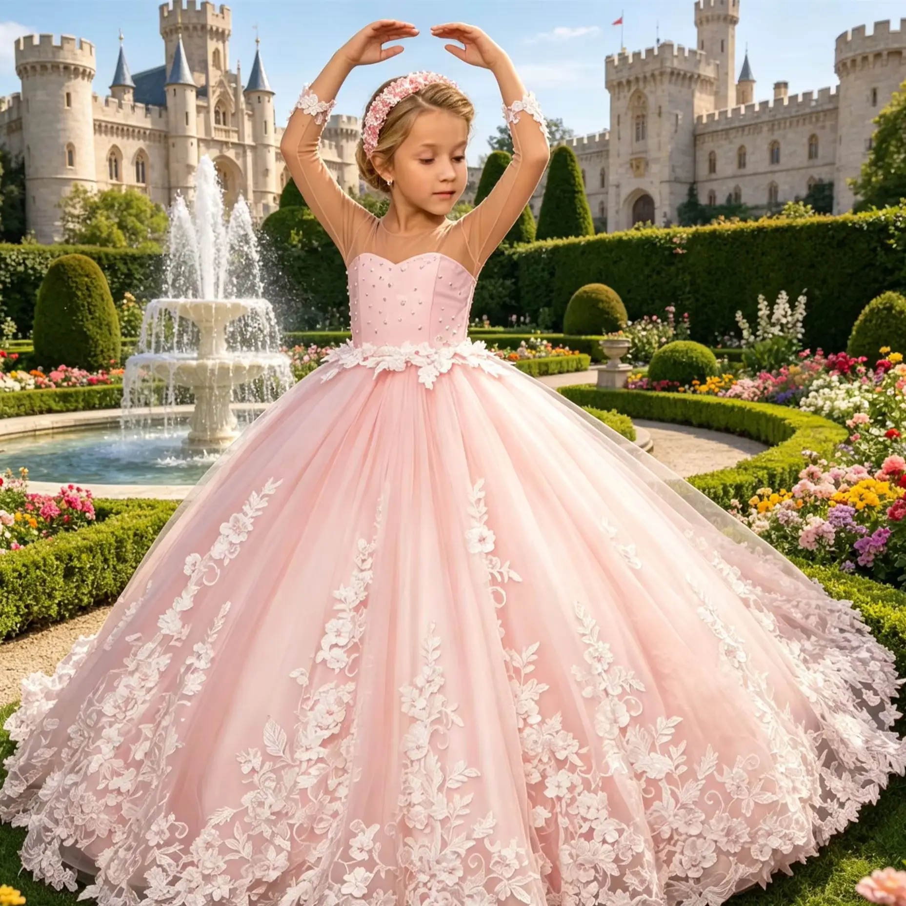 Flower Girl Dress For Wedding Full Sleeves Applique Tulle Puffy Floor Lenght Kids Birthday Party First Communion Gown
Flower Girl Dress For Wedding Full Sleeves Applique Tulle Puffy Floor Lenght Kids Birthday Party First Communion Gown