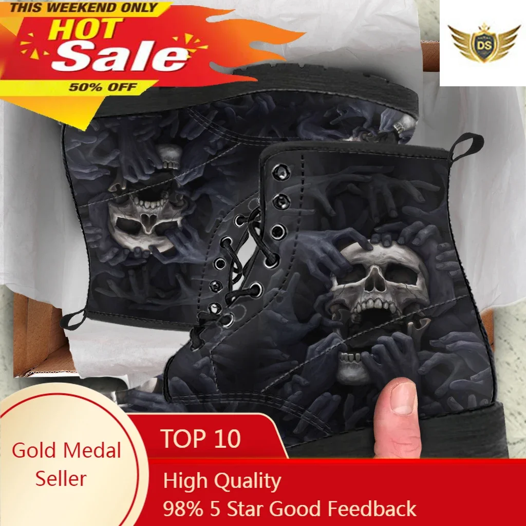 Skull Pattern PU Leather Outdoor Lady Boots Casual Women Low Heels Shoes Autumn Winter Female Ankle Boots Footwear Dropshipping
Skull Pattern PU Leather Outdoor Lady Boots Casual Women Low Heels Shoes Autumn Winter Female Ankle Boots Footwear Dropshipping