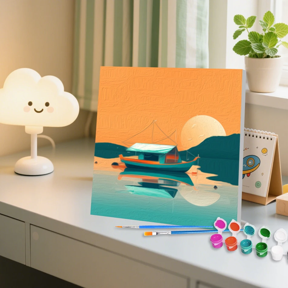 RUOPOTY Oil Painting By Numbers Sunset scenery of ships on the lake 20x20cm ready Frame For Beginner Simple Drawing Canvas Set
RUOPOTY Oil Painting By Numbers Sunset scenery of ships on the lake 20x20cm ready Frame For Beginner Simple Drawing Canvas Set