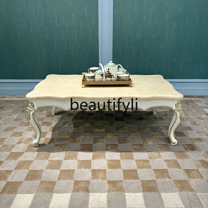 French solid wood large coffee table, European living room marble tea table small apartment tea table neoclassical carving2936
French solid wood large coffee table, European living room marble tea table small apartment tea table neoclassical carving2936