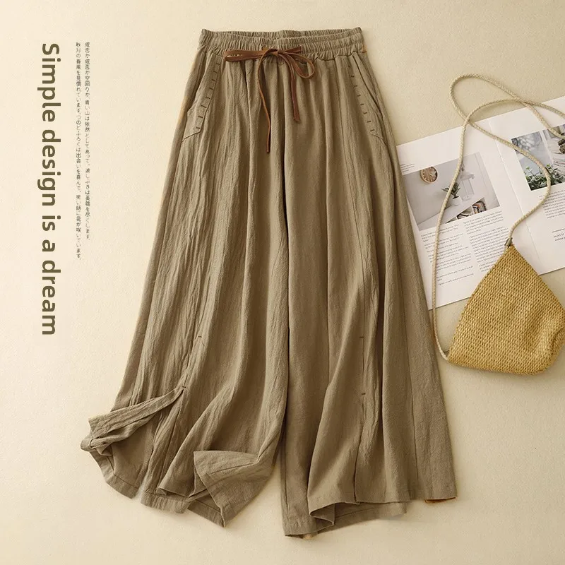 Cotton Linen Loose Wide Leg Pants Women Summer Thin Casual Nine Points Linen Trousers Drapey Slit Skirt Feel Original Style
Cotton Linen Loose Wide Leg Pants Women Summer Thin Casual Nine Points Linen Trousers Drapey Slit Skirt Feel Original Style