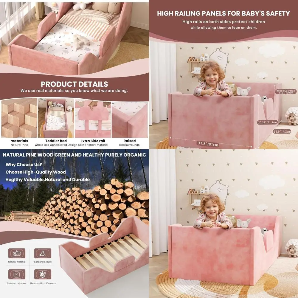 Детская кроватка с бортиками, подходит для детей 2-6 лет, розовая, сертифицированная ткань
Детская кроватка с бортиками, подходит для детей 2-6 лет, розовая, сертифицированная ткань