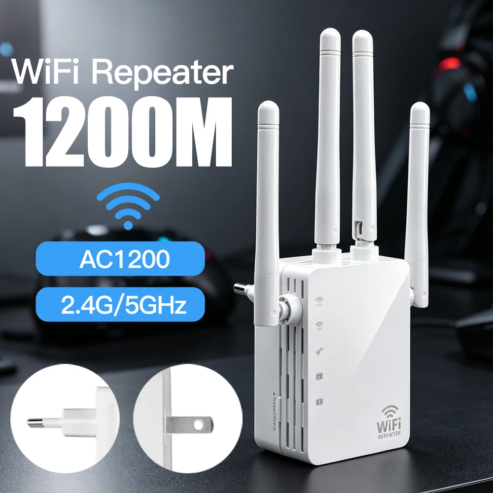 1200Mbps WiFi Repeater 5Ghz Dual Band WiFi Extender 2.4G/5GHz Wi-Fi Signal Booster Router Network Amplifier Long Range Receiver
1200Mbps WiFi Repeater 5Ghz Dual Band WiFi Extender 2.4G/5GHz Wi-Fi Signal Booster Router Network Amplifier Long Range Receiver