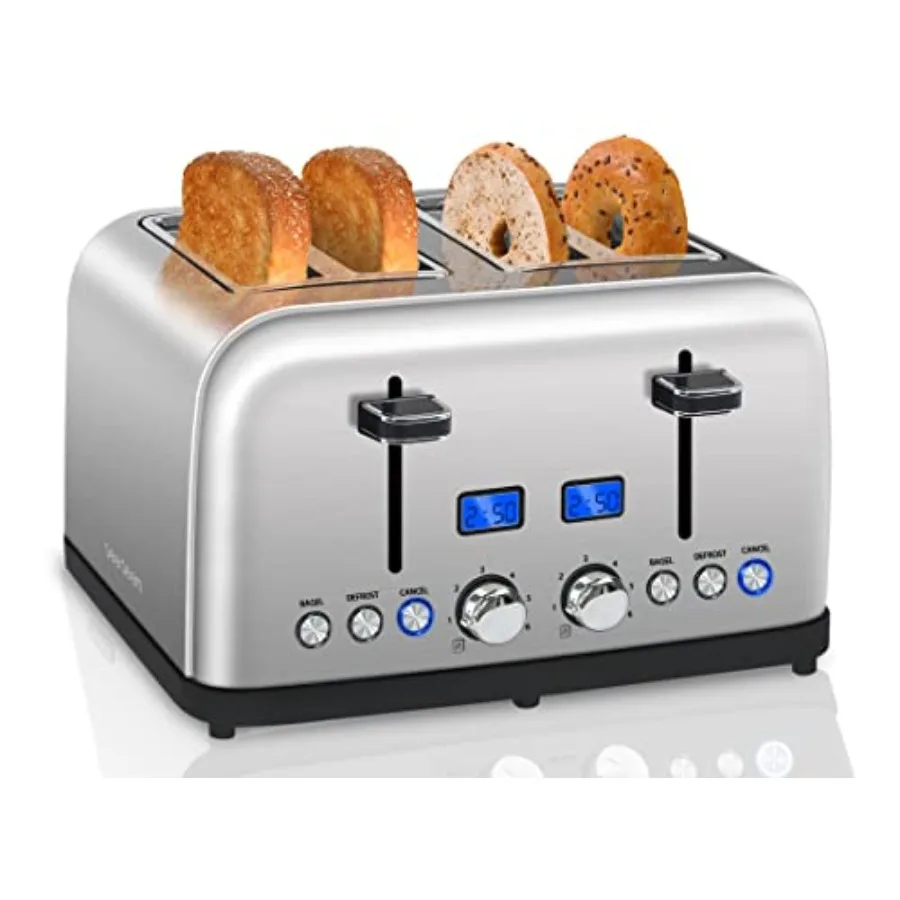 4-Slice LCD Display Toaster with 6 Shade Settings 1.5'' Wide Slots Digital Stainless Steel Toaster for Bagel Defrost Reheat Dua
4-Slice LCD Display Toaster with 6 Shade Settings 1.5'' Wide Slots Digital Stainless Steel Toaster for Bagel Defrost Reheat Dua