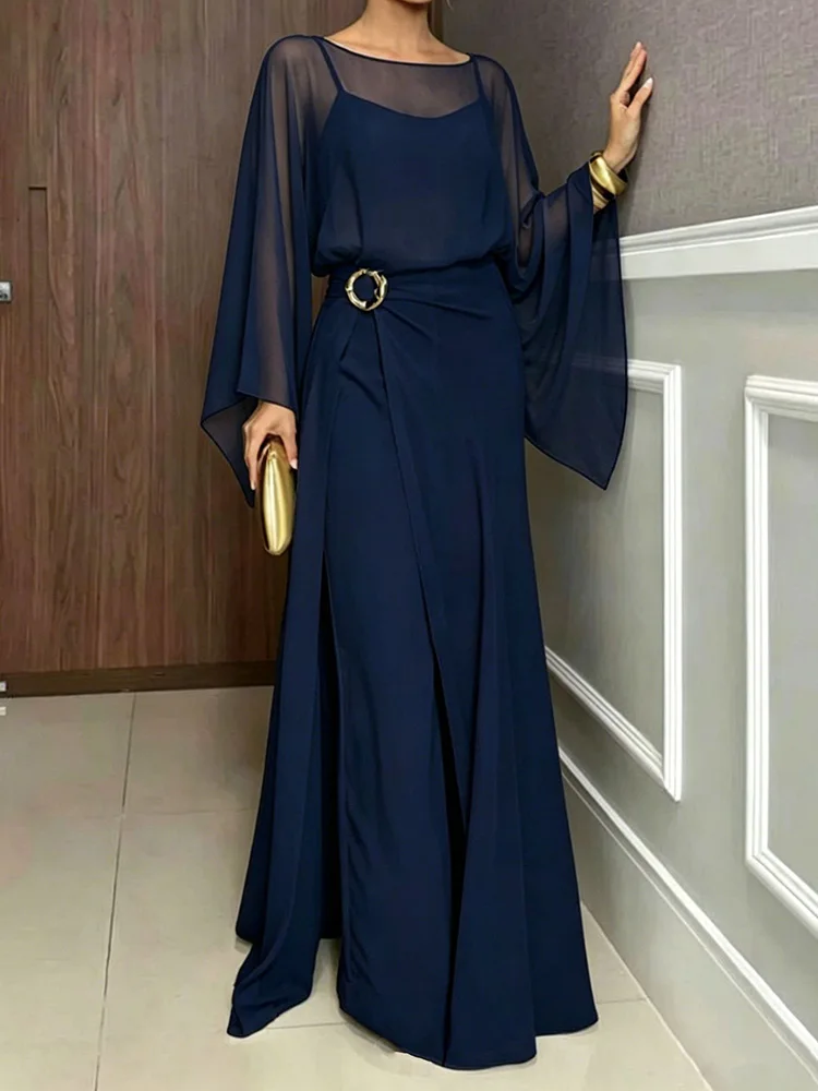 Women's 2PCS O Neck Batwing Sleeve Pullover Maxi Top with Spaghetti Strap Wide Leg Pants Jumpsuits Spring Summer Holiday Outfit
Women's 2PCS O Neck Batwing Sleeve Pullover Maxi Top with Spaghetti Strap Wide Leg Pants Jumpsuits Spring Summer Holiday Outfit