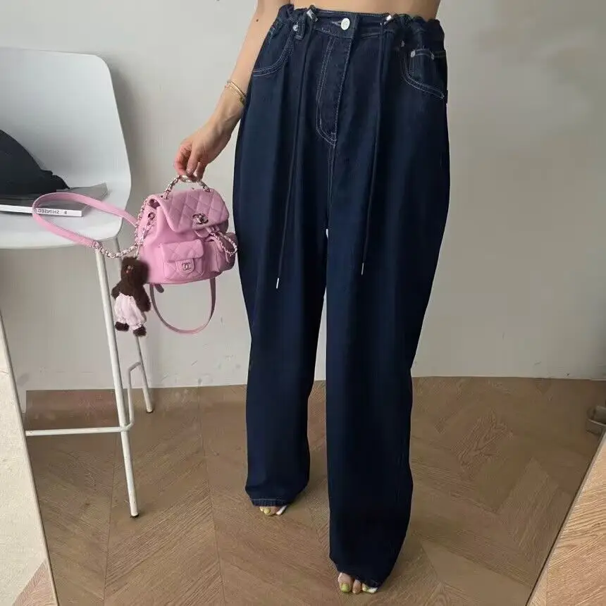 Women's High Waist Straight Leg Jeans Drawstring Waist Loose Slimming Floor Length Boyfriend Style Versatile Casual Trousers
Women's High Waist Straight Leg Jeans Drawstring Waist Loose Slimming Floor Length Boyfriend Style Versatile Casual Trousers