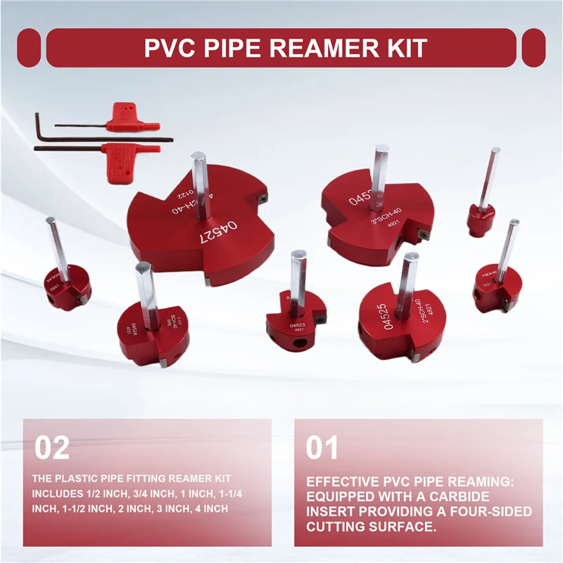 ABMH-PVC Pipe Reamer Kit Forstandard 1/2Inch Drill PVC Fitting Saver PVC Pipe Reamer Tool PVC Socket Saver 
ABMH-PVC Pipe Reamer Kit Forstandard 1/2Inch Drill PVC Fitting Saver PVC Pipe Reamer Tool PVC Socket Saver